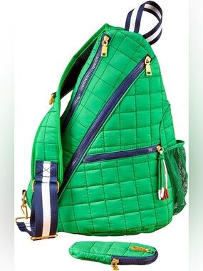 Shiraleah Ezra Quilted Sling Backpack in Green Preppy Sling Backpack for Travel